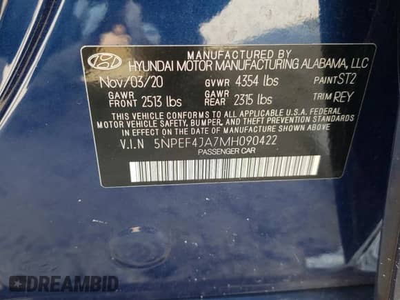 2021 Hyundai Sonata SEL с VIN 5NPEF4JA7MH090422, выставлен на аукционе Copart как лот 81138465 с пробегом Не указан миль и Списание • Salvage title. История ставок и продаж доступна на DreamBid. Изображение 13.