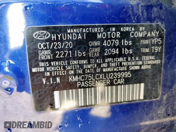 2020 Hyundai Ioniq SE z VIN KMHC75LCXLU239995, wystawiony jako Copart lot #67902435 z przebiegiem 117 533 mil mil oraz Czysty tytuł • Clean title. Historia ofert i sprzedaży dostępna na DreamBid. Obrazek 12.