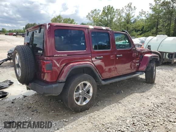 2021 Jeep Wrangler Unlimited Sahara with VIN 1C4HJXEG9MW588174, listed as a Copart auction lot 52865834 with 66,010 mi miles and Salvage title. Bid and sale history available at DreamBid. Image 3.