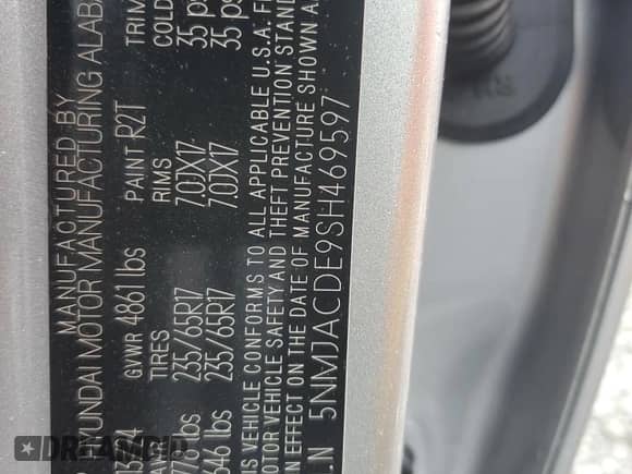 2025 Hyundai Tucson SE с VIN 5NMJACDE9SH469597, выставлен на аукционе Copart как лот 69367435 с пробегом 5 786 миль миль и Списание • Salvage title. История ставок и продаж доступна на DreamBid. Изображение 14.