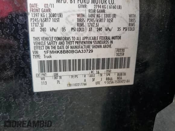 2011 Ford Explorer with VIN 1FMHK8B80BGA33729, listed as a Copart auction lot 67845925 with 236,026 mi miles and Salvage title. Bid and sale history available at DreamBid. Image 14.