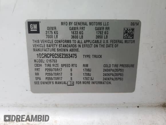 2014 Chevrolet Silverado 1500 Work Truck z VIN 1GCRCPEC5EZ353475, wystawiony jako Copart lot #71009704 z przebiegiem 246 832 mil mil oraz Szkoda całkowita • Salvage title. Historia ofert i sprzedaży dostępna na DreamBid. Obrazek 12.