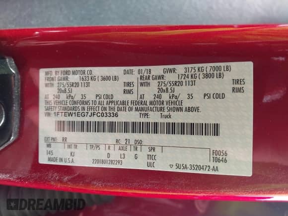 2018 Ford F-150 XL с VIN 1FTEW1EG7JFC03336, выставлен на аукционе IAAI как лот 42635999 с пробегом 84 019 миль миль и . История ставок и продаж доступна на DreamBid. Изображение 9.