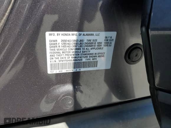 2018 Honda Pilot EX-L z VIN 5FNYF6H68JB062620, wystawiony jako Copart lot #64461045 z przebiegiem 61 021 mil mil oraz Szkoda całkowita • Salvage title. Historia ofert i sprzedaży dostępna na DreamBid. Obrazek 13.