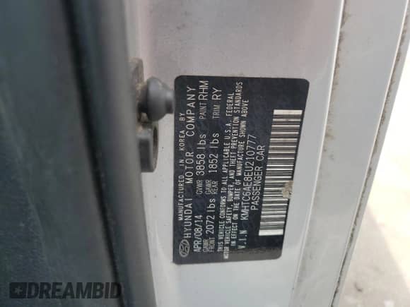 2014 Hyundai Veloster Turbo R-Spec с VIN KMHTC6AE8EU210777, выставлен на аукционе Copart как лот 65565745 с пробегом 124 546 миль миль и Чистый • Clean title. История ставок и продаж доступна на DreamBid. Изображение 12.