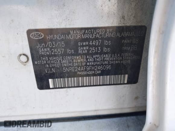 2015 Hyundai Sonata SE с VIN 5NPE24AF9FH246096, выставлен на аукционе IAAI как лот 43490812 с пробегом 144 668 миль миль и . История ставок и продаж доступна на DreamBid. Изображение 9.