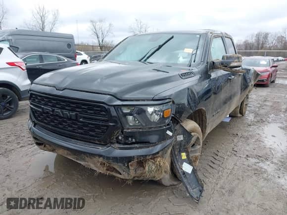 2022 Ram 1500 Big Horn with VIN 1C6SRFBT5NN138689, listed as a IAAI auction lot 42007451 with 55,504 mi miles and . Bid and sale history available at DreamBid. Image 2.