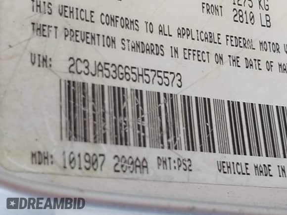 2005 Chrysler 300 Touring с VIN 2C3JA53G65H575573, выставлен на аукционе IAAI как лот 43350121 с пробегом 172 922 миль миль и . История ставок и продаж доступна на DreamBid. Изображение 9.