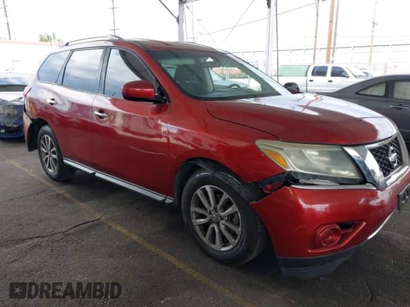 2014 Nissan Pathfinder S with VIN 5N1AR2MNXEC662018, listed as a IAAI auction lot 43418620 with 144,456 mi miles and . Bid and sale history available at DreamBid. Image 1.