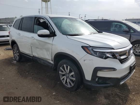 2021 Honda Pilot EX with VIN 5FNYF6H37MB087115, listed as a Copart auction lot 56925725 with 45,092 mi miles and Salvage title. Bid and sale history available at DreamBid. Image 4.