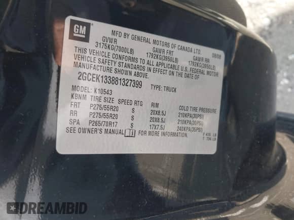 2008 Chevrolet Silverado 1500 1LT с VIN 2GCEK133881327399, выставлен на аукционе IAAI как лот 41334350 с пробегом 241 231 миль миль и . История ставок и продаж доступна на DreamBid. Изображение 9.