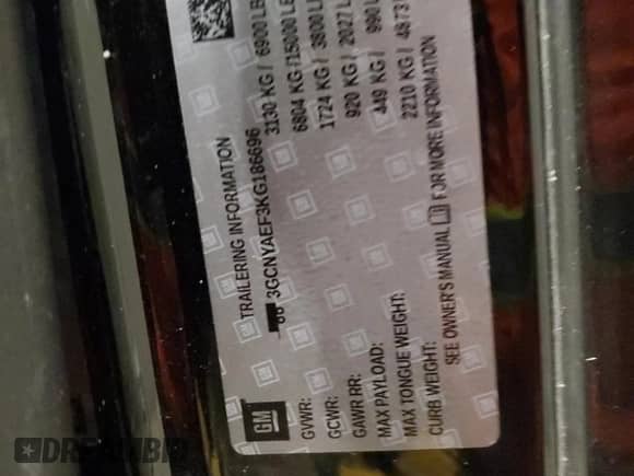 2019 Chevrolet Silverado 1500 Work Truck z VIN 3GCNYAEF3KG186696, wystawiony jako Copart lot #88278375 z przebiegiem 89 972 mil mil oraz Nie do naprawy • Non repairable. Historia ofert i sprzedaży dostępna na DreamBid. Obrazek 14.