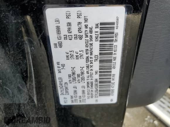 2003 Dodge RAM with VIN 3D7KU28W43G861804, listed as a Copart auction lot 87087264 with 105,107 mi miles and Salvage title. Bid and sale history available at DreamBid. Image 12.