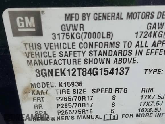 2004 Chevrolet Avalanche Z71 с VIN 3GNEK12T84G154137, выставлен на аукционе IAAI как лот 42774626 с пробегом 163 268 миль миль и . История ставок и продаж доступна на DreamBid. Изображение 9.