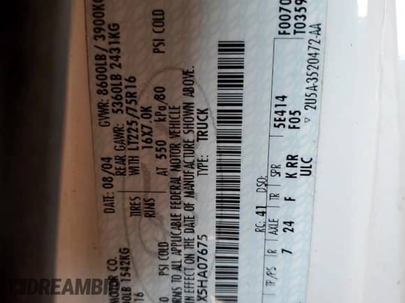 2005 Ford Econoline Cargo with VIN 1FTNS24LX5HA07675, listed as a Copart auction lot 53780905 with 503,969 mi miles and Clean title. Bid and sale history available at DreamBid. Image 12.