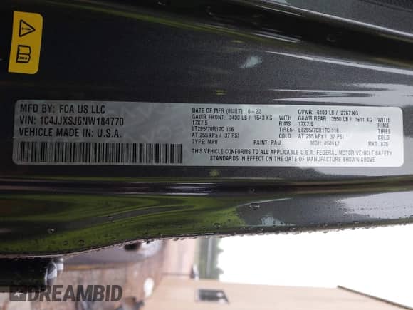 2022 Jeep Wrangler Unlimited Rubicon 392 с VIN 1C4JJXSJ6NW184770, выставлен на аукционе IAAI как лот 42354279 с пробегом 49 643 миль миль и . История ставок и продаж доступна на DreamBid. Изображение 9.