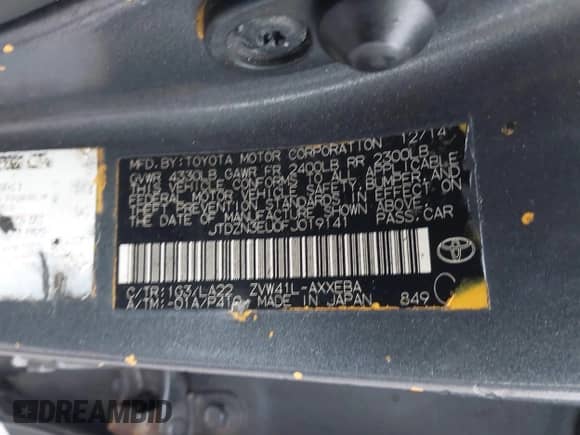 2015 Toyota Prius Two z VIN JTDZN3EU0FJ019141, wystawiony jako IAAI lot #43424590 z przebiegiem 314 060 mil mil oraz . Historia ofert i sprzedaży dostępna na DreamBid. Obrazek 9.