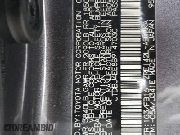 2011 Toyota Corolla L z VIN JTDBU4EE8B9147030, wystawiony jako Copart lot #80507985 z przebiegiem 316 444 mil mil oraz Szkoda całkowita • Salvage title. Historia ofert i sprzedaży dostępna na DreamBid. Obrazek 13.