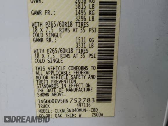 2017 Nissan Frontier Pro-4X with VIN 1N6DD0EV5HN752783, listed as a Copart auction lot 67613545 with 53,575 mi miles and Salvage title. Bid and sale history available at DreamBid. Image 12.