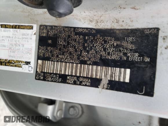 2004 Toyota Highlander с VIN JTEEP21A540044260, выставлен на аукционе Copart как лот 70573845 с пробегом 354 763 миль миль и Списание • Salvage title. История ставок и продаж доступна на DreamBid. Изображение 13.