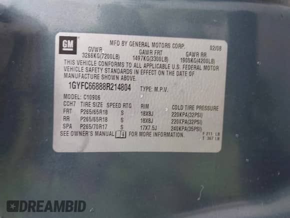 2008 Cadillac Escalade ESV с VIN 1GYFC66888R214804, выставлен на аукционе IAAI как лот 41560762 с пробегом 105 446 миль миль и . История ставок и продаж доступна на DreamBid. Изображение 9.