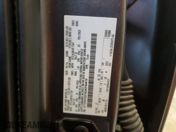 2016 Ford F-150 XLT z VIN 1FTEW1EF0GKF64415, wystawiony jako Copart lot #87250275 z przebiegiem 105 290 mil mil oraz Czysty tytuł • Clean title. Historia ofert i sprzedaży dostępna na DreamBid. Obrazek 12.