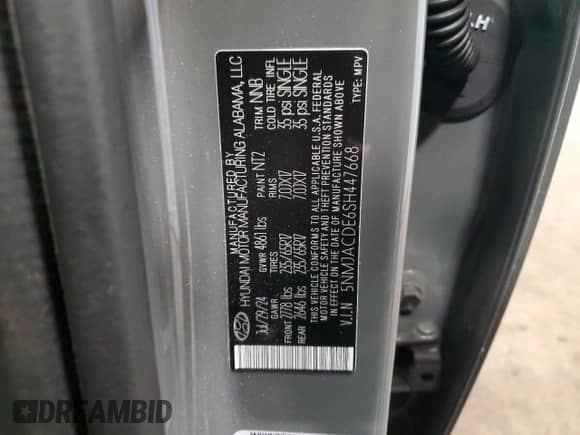 2025 Hyundai Tucson SE z VIN 5NMJACDE6SH447668, wystawiony jako Copart lot #85843585 z przebiegiem 41 047 mil mil oraz Szkoda całkowita • Salvage title. Historia ofert i sprzedaży dostępna na DreamBid. Obrazek 14.