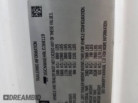 2020 Chevrolet Silverado 1500 Work Truck с VIN 3GCNWAEH9LG368119, выставлен на аукционе Copart как лот 84060305 с пробегом 127 071 миль миль и Чистый • Clean title. История ставок и продаж доступна на DreamBid. Изображение 12.