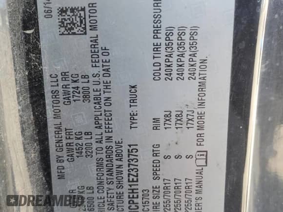 2014 Chevrolet Silverado 1500 Work Truck with VIN 1GCNCPEH1EZ373751, listed as a Copart auction lot 49053865 with 231,710 mi miles and Salvage title. Bid and sale history available at DreamBid. Image 14.