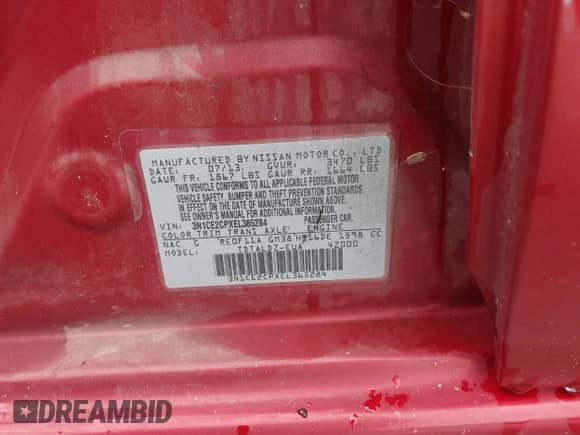 2014 Nissan Note SV with VIN 3N1CE2CPXEL365284, listed as a IAAI auction lot 43079699 with 131,115 mi miles and . Bid and sale history available at DreamBid. Image 9.