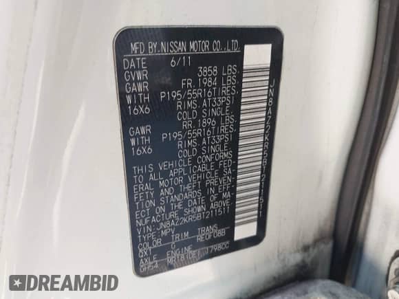 2011 Nissan Cube S с VIN JN8AZ2KR5BT211511, выставлен на аукционе IAAI как лот 40980022 с пробегом 177 997 миль миль и . История ставок и продаж доступна на DreamBid. Изображение 9.