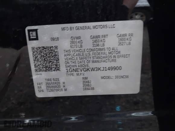 2019 Chevrolet Traverse LT Cloth z VIN 1GNEVGKW3KJ149900, wystawiony jako IAAI lot #42875473 z przebiegiem 134 707 mil mil oraz . Historia ofert i sprzedaży dostępna na DreamBid. Obrazek 9.