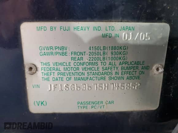 2005 Subaru Forester X with VIN JF1SG63675H745852, listed as a Copart auction lot 84240175 with 147,074 mi miles and Clean title. Bid and sale history available at DreamBid. Image 13.