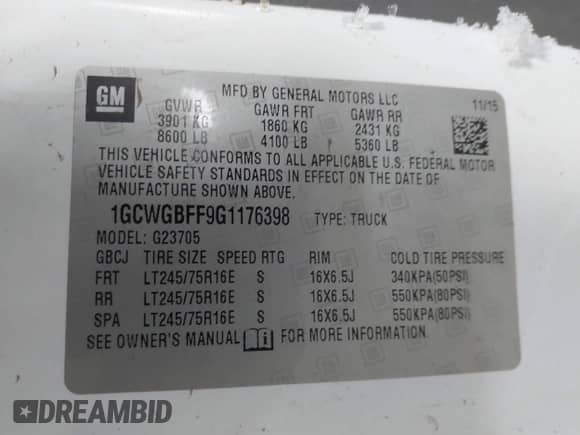 2016 Chevrolet Express Cargo z VIN 1GCWGBFF9G1176398, wystawiony jako IAAI lot #41338842 z przebiegiem 329 520 mil mil oraz . Historia ofert i sprzedaży dostępna na DreamBid. Obrazek 9.