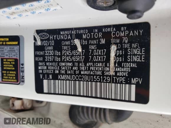 2011 Hyundai Veracruz GLS с VIN KM8NUDCC2BU155129, выставлен на аукционе Copart как лот 73980294 с пробегом 291 202 миль миль и Списание • Salvage title. История ставок и продаж доступна на DreamBid. Изображение 15.
