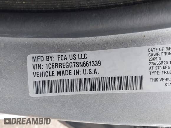 2025 Ram 1500 Tradesman с VIN 1C6RREGG7SN661339, выставлен на аукционе IAAI как лот 42337545 с пробегом 8 729 миль миль и . История ставок и продаж доступна на DreamBid. Изображение 9.