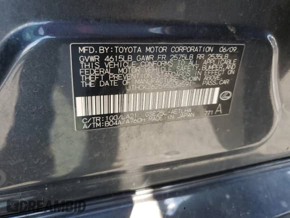 2009 Lexus IS 250 z VIN JTHCK262595034591, wystawiony jako Copart lot #81549105 z przebiegiem 149 228 mil mil oraz Czysty tytuł • Clean title. Historia ofert i sprzedaży dostępna na DreamBid. Obrazek 13.