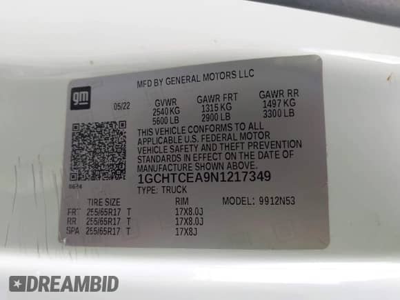 2022 Chevrolet Colorado 4WD LT с VIN 1GCHTCEA9N1217349, выставлен на аукционе IAAI как лот 42850011 с пробегом 89 414 миль миль и . История ставок и продаж доступна на DreamBid. Изображение 9.