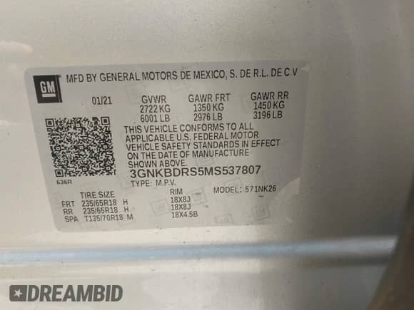 2021 Chevrolet Blazer LT с VIN 3GNKBDRS5MS537807, выставлен на аукционе IAAI как лот 42730060 с пробегом 100 627 миль миль и . История ставок и продаж доступна на DreamBid. Изображение 9.