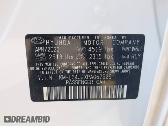 2023 Hyundai Sonata SEL с VIN KMHL34JJXPA067529, выставлен на аукционе IAAI как лот 43264981 с пробегом 24 185 миль миль и . История ставок и продаж доступна на DreamBid. Изображение 9.