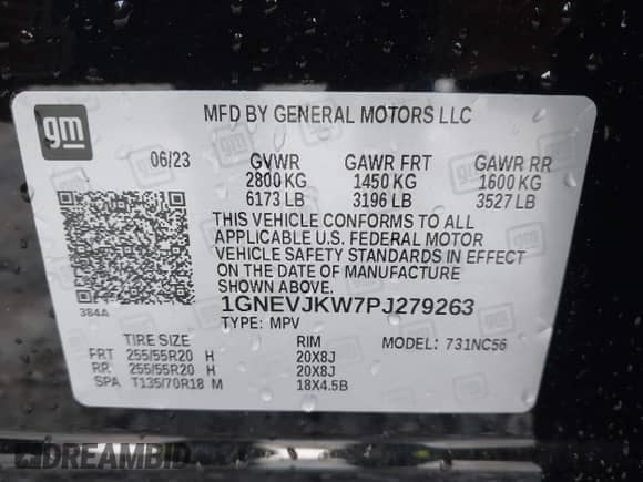 2023 Chevrolet Traverse RS с VIN 1GNEVJKW7PJ279263, выставлен на аукционе IAAI как лот 43571464 с пробегом 30 081 миль миль и . История ставок и продаж доступна на DreamBid. Изображение 9.