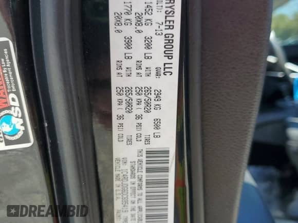 2013 Dodge Durango Crew with VIN 1C4RDJDG6DC695419, listed as a Copart auction lot 87022395 with 219,976 mi miles and Salvage title. Bid and sale history available at DreamBid. Image 14.