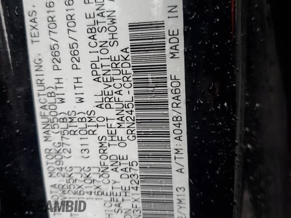 2015 Toyota Tacoma с VIN 5TFUU4EN3FX142375, выставлен на аукционе Copart как лот 81690545 с пробегом 94 403 миль миль и Списание • Salvage title. История ставок и продаж доступна на DreamBid. Изображение 12.