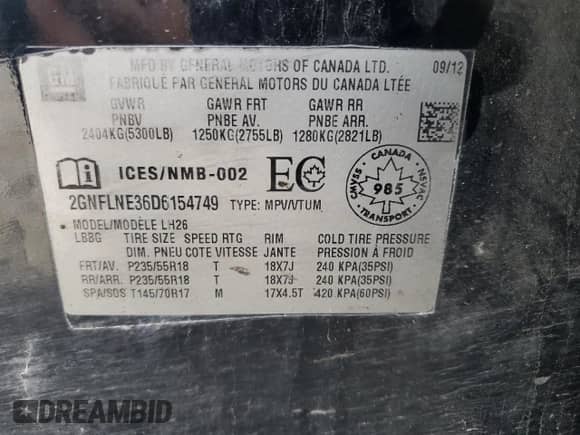 2013 Chevrolet Equinox LT z VIN 2GNFLNE36D6154749, wystawiony jako Copart lot #81732555 z przebiegiem 240 013 mil mil oraz Czysty tytuł • Clean title. Historia ofert i sprzedaży dostępna na DreamBid. Obrazek 13.