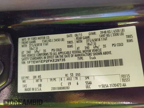 2015 Ford F-150 XLT с VIN 1FTEW1EP2FKE29735, выставлен на аукционе IAAI как лот 43353157 с пробегом 182 745 миль миль и . История ставок и продаж доступна на DreamBid. Изображение 9.