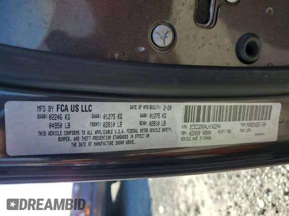 2020 Dodge Challenger SXT с VIN 2C3CDZAG4LH142244, выставлен на аукционе Copart как лот 81723415 с пробегом 132 393 миль миль и Списание • Salvage title. История ставок и продаж доступна на DreamBid. Изображение 12.