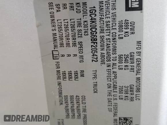 2011 Chevrolet Silverado 3500HD SRW LT z VIN 1GC4K0CG6BF205472, wystawiony jako Copart lot #65198525 z przebiegiem 235 785 mil mil oraz Szkoda całkowita • Salvage title. Historia ofert i sprzedaży dostępna na DreamBid. Obrazek 12.