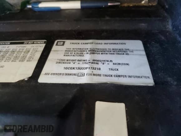 2003 Chevrolet Silverado 1500HD LS с VIN 1GCGK13U33F173218, выставлен на аукционе Copart как лот 71687024 с пробегом Не указан миль и Списание • Salvage title. История ставок и продаж доступна на DreamBid. Изображение 13.