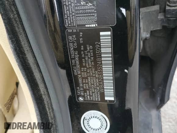 2004 BMW 5 Series 545i с VIN WBANB33524B113092, выставлен на аукционе Copart как лот 85188145 с пробегом 161 443 миль миль и Списание • Salvage title. История ставок и продаж доступна на DreamBid. Изображение 12.