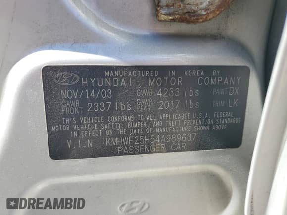 2004 Hyundai Sonata z VIN KMHWF25H54A989637, wystawiony jako Copart lot #48164725 z przebiegiem 130 368 mil mil oraz Szkoda całkowita • Salvage title. Historia ofert i sprzedaży dostępna na DreamBid. Obrazek 12.